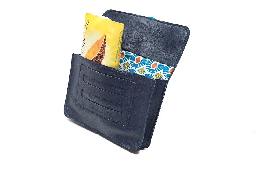 tobacco pouch leather soft blue