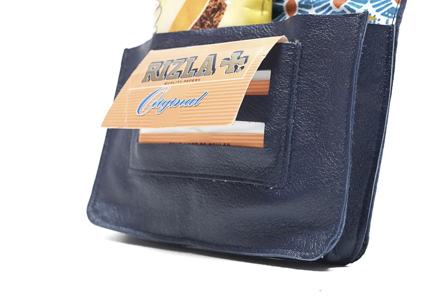 tobacco pouch leather soft blue