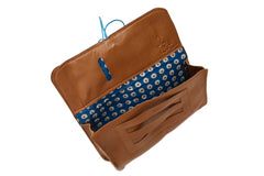 pochette à tabac à rouler en cuir recyclé de couleur camel - Photo 12