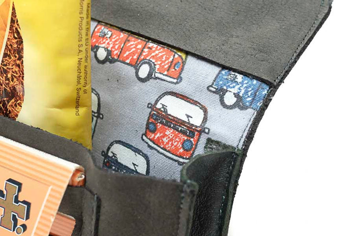 Blague à tabac en daim kaki recyclé