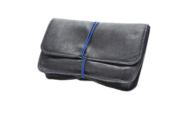 pochette pour tabac à rouler en cuir bleu marine - Photo 1