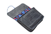 pochette pour tabac à rouler en cuir bleu marine - Photo 4