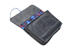 pochette pour tabac à rouler en cuir bleu marine - Photo 4