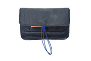 pochette pour tabac à rouler en cuir bleu marine - Photo 10