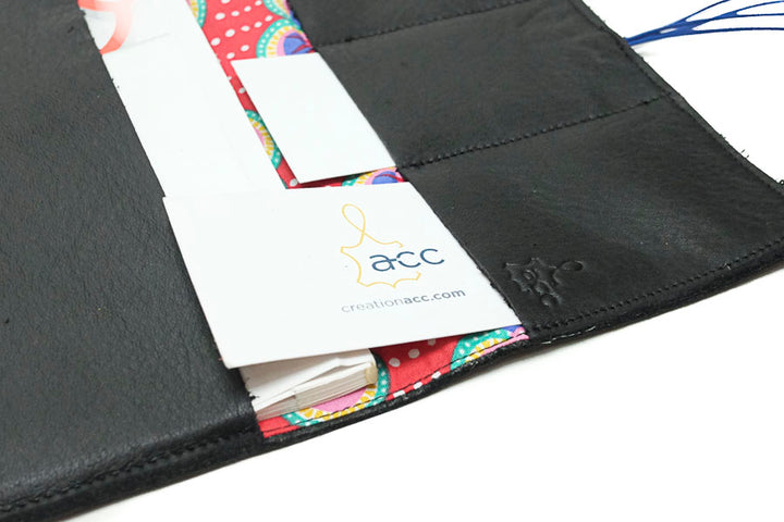 Portefeuille-chéquier en cuir noir