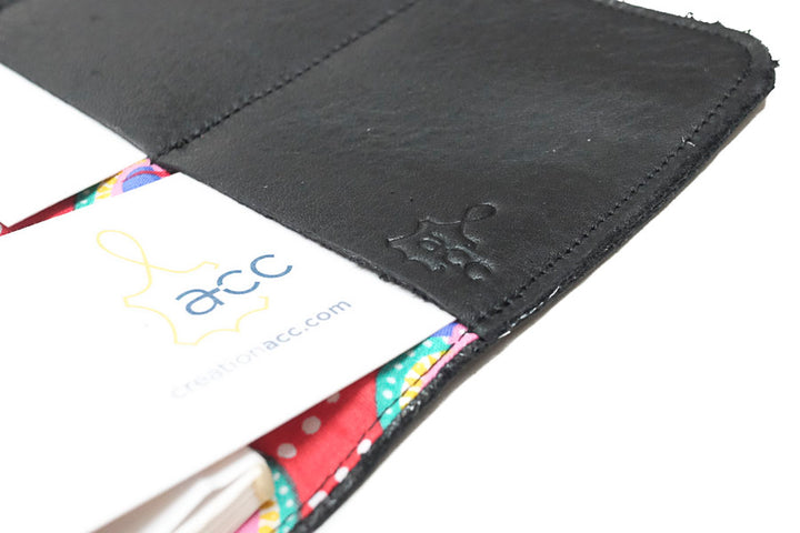 Portefeuille-chéquier en cuir noir