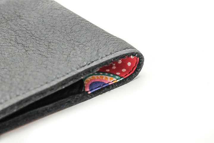 Portefeuille-chéquier en cuir noir