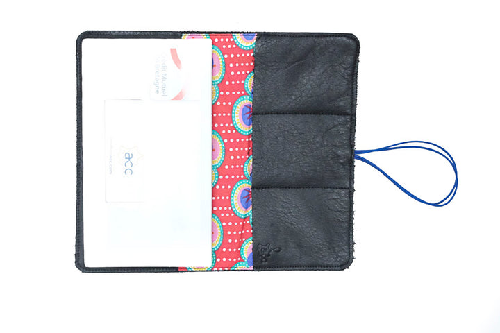 Portefeuille-chéquier en cuir noir