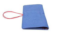 Porte-chequier en cuir bleu