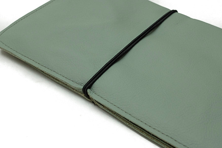 Green checkbook holder in soft leather