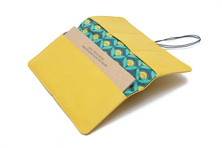checkbook wallet long leather yellow