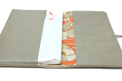 Porte-chéquier en cuir artisanal beige