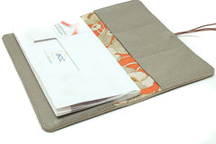 Beige handmade leather checker holder