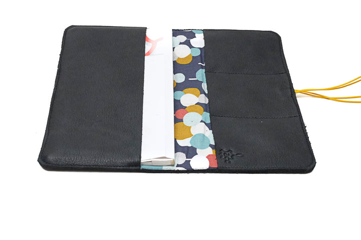 checkbook black leather long