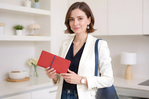 Porte-chéquier en cuir rouge