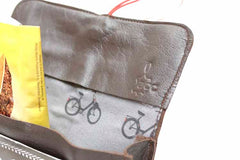 Pochette à tabac en cuir marron solex pour homme
