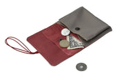 Handcrafted leather Large Beige Coin Purse in Supple Leather made in France - Detail 7