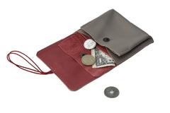 Handcrafted leather Large Beige Coin Purse in Supple Leather made in France - Detail 7