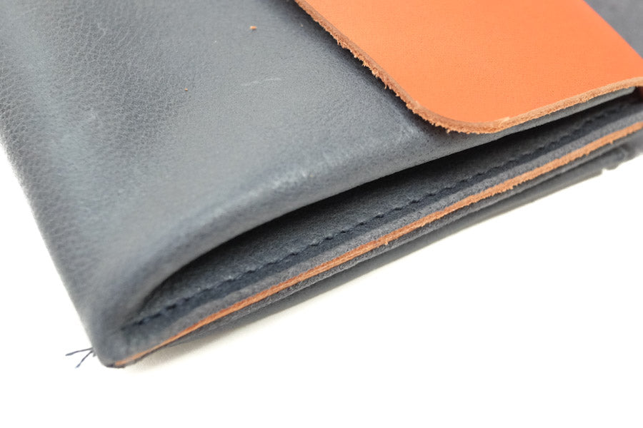 Large leather coin purse blue grey