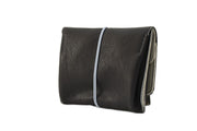Handcrafted leather Large Blue Leather Coin Purse made in France - Detail 2