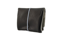 Handcrafted leather Large Blue Leather Coin Purse made in France - Detail 2