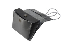 Handcrafted leather Large Grey Upcycled Leather Coin Purse, Handcrafted in Rennes made in France - Detail 2