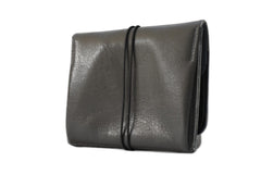 Handcrafted leather Large Grey Upcycled Leather Coin Purse, Handcrafted in Rennes made in France - Detail 3
