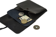 Handcrafted leather Large Grey Upcycled Leather Coin Purse, Handcrafted in Rennes made in France - Detail 5