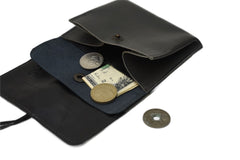 Handcrafted leather Large Grey Upcycled Leather Coin Purse, Handcrafted in Rennes made in France - Detail 5