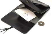Handcrafted leather Large Grey Upcycled Leather Coin Purse, Handcrafted in Rennes made in France - Detail 6