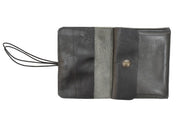 Handcrafted leather Large Grey Upcycled Leather Coin Purse, Handcrafted in Rennes made in France - Detail 8