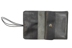 Handcrafted leather Large Grey Upcycled Leather Coin Purse, Handcrafted in Rennes made in France - Detail 8
