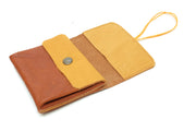 Grand porte-monnaie camel et jaune