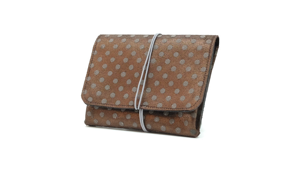Large polka dot wallet brown