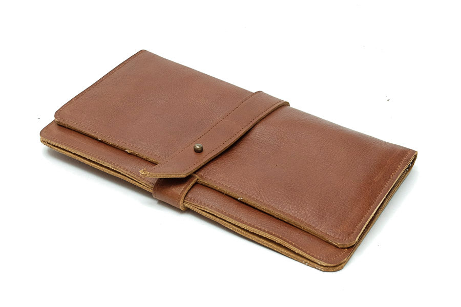 Brown leather organizer for women