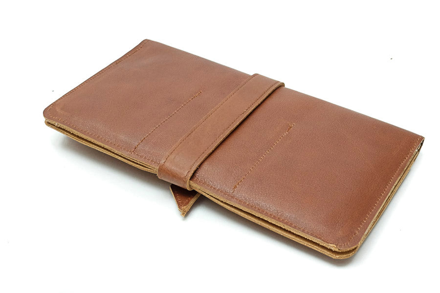 Brown leather organizer for women