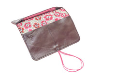 Minimalist brown dark Pamilacan wallet interior showing slots for 6 to 7 cards and matching fabric lining.
