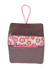 Minimalist brown dark Pamilacan wallet interior showing slots for 6 to 7 cards and matching fabric lining.