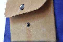Handcrafted leather Small Upcycled Blue Leather Handbag made in France - Detail 9