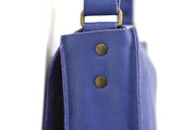 Handcrafted leather Small Upcycled Blue Leather Handbag made in France - Detail 12