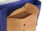 Handcrafted leather Small Upcycled Blue Leather Handbag made in France - Detail 14
