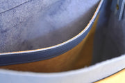 Handcrafted leather Small Upcycled Blue Leather Handbag made in France - Detail 15