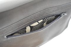 Handcrafted leather Small Black Upcycled Leather Handbag made in France - Detail 7