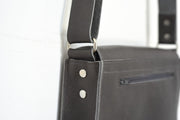 Handcrafted leather Small Black Upcycled Leather Handbag made in France - Detail 9