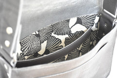 Handcrafted leather Small Black Upcycled Leather Handbag made in France - Detail 11