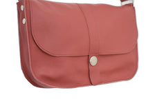 Handcrafted leather Small Red Upcycled Leather Handbag made in France - Detail 4
