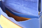 Blue leather handbag