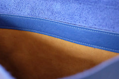 Blue leather handbag