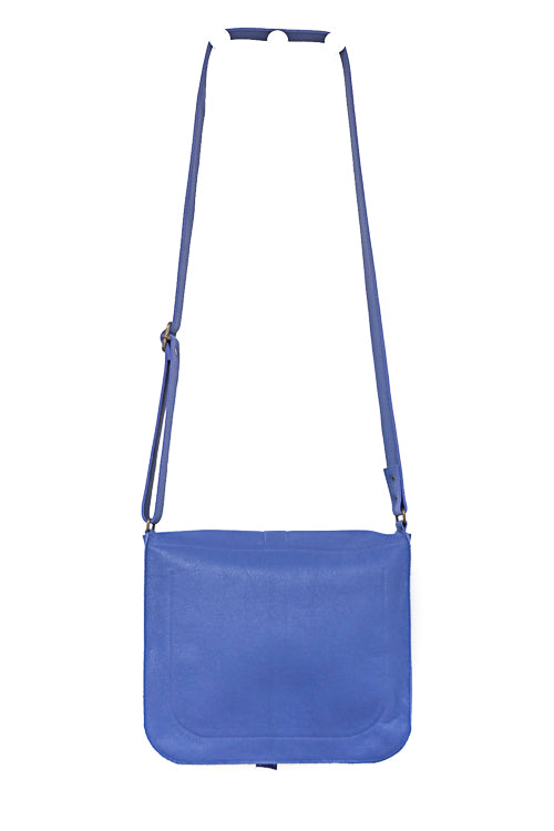 Blue leather handbag