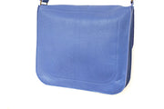 Blue leather handbag